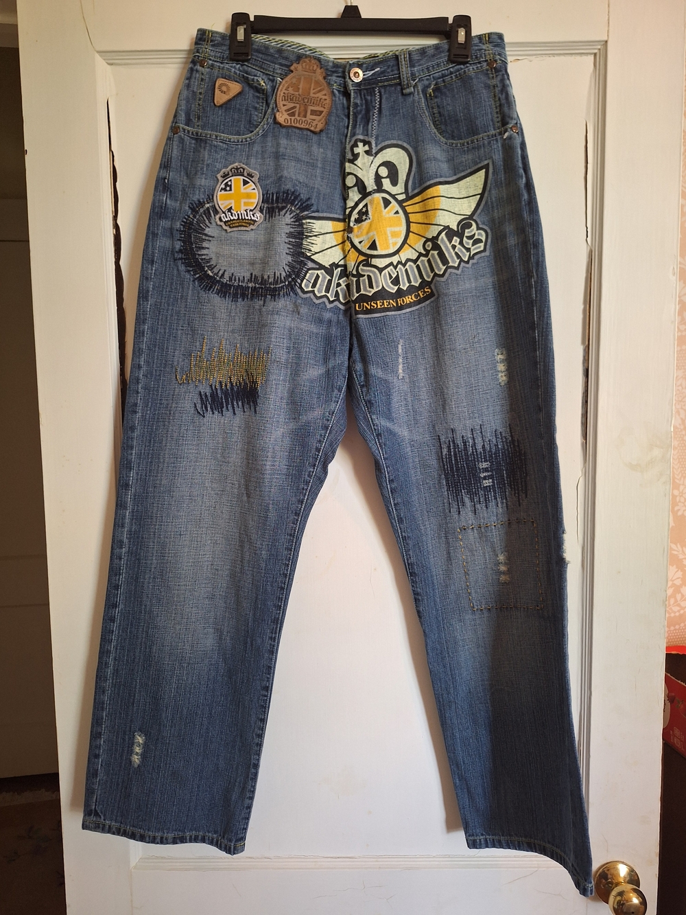 VTG Akademiks Jeans Mens 32 Blue Denim Hip Hop Baggy Skater Loose Grunge Y2K